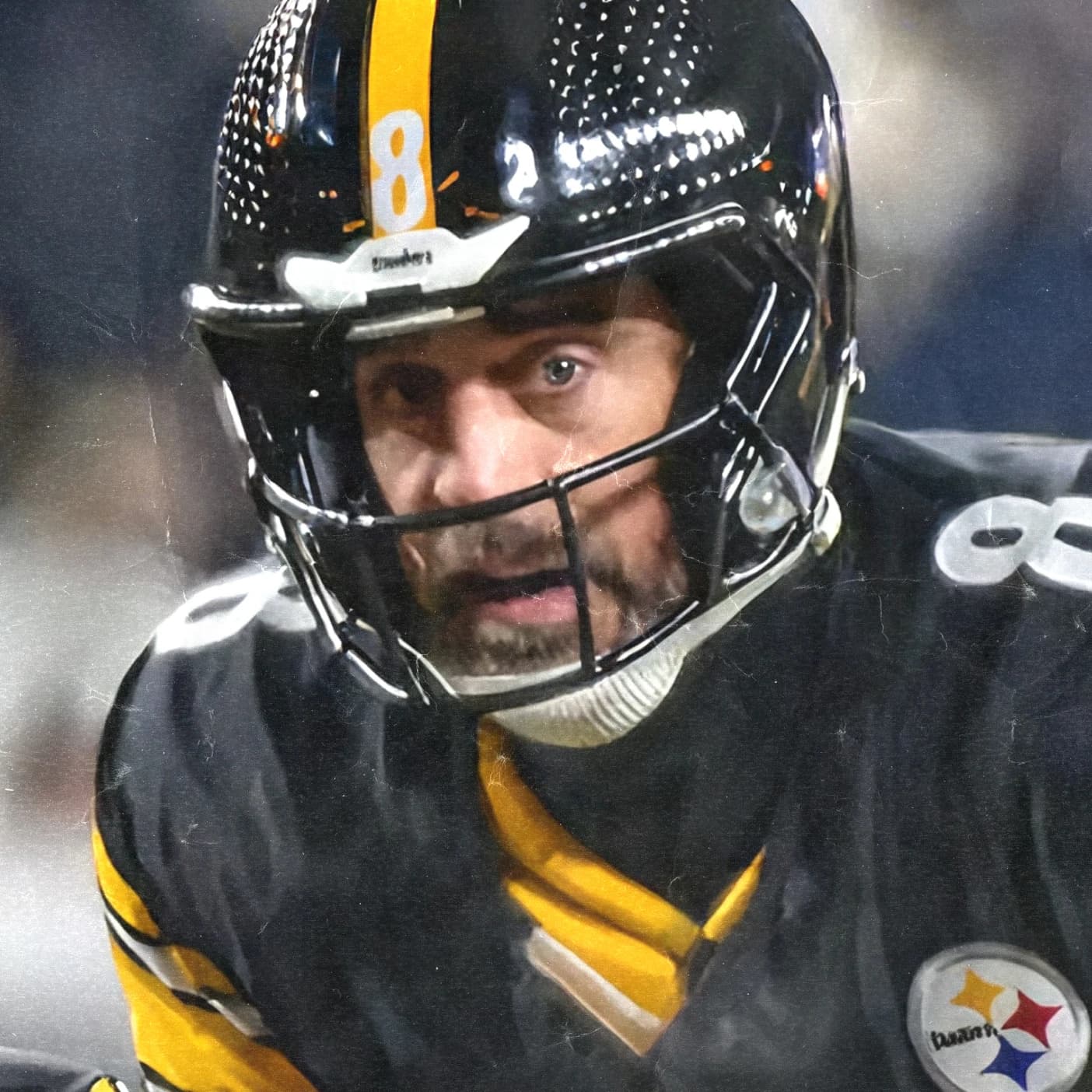 Pittsburgh Steelers quarterback stares down the defense pre snap